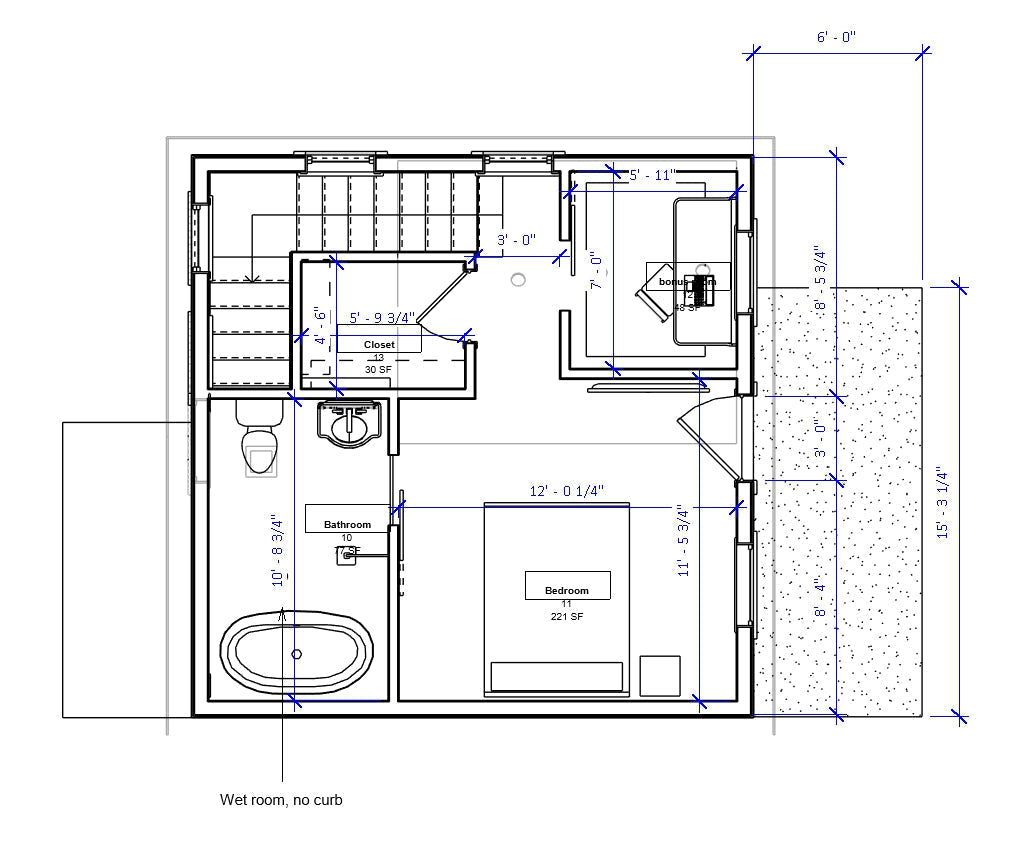 ADU No.10 house plan by Authentic Homes featuring a bedroom suite with walk-in closet, wet room, and built-in dining in Utah construction design.