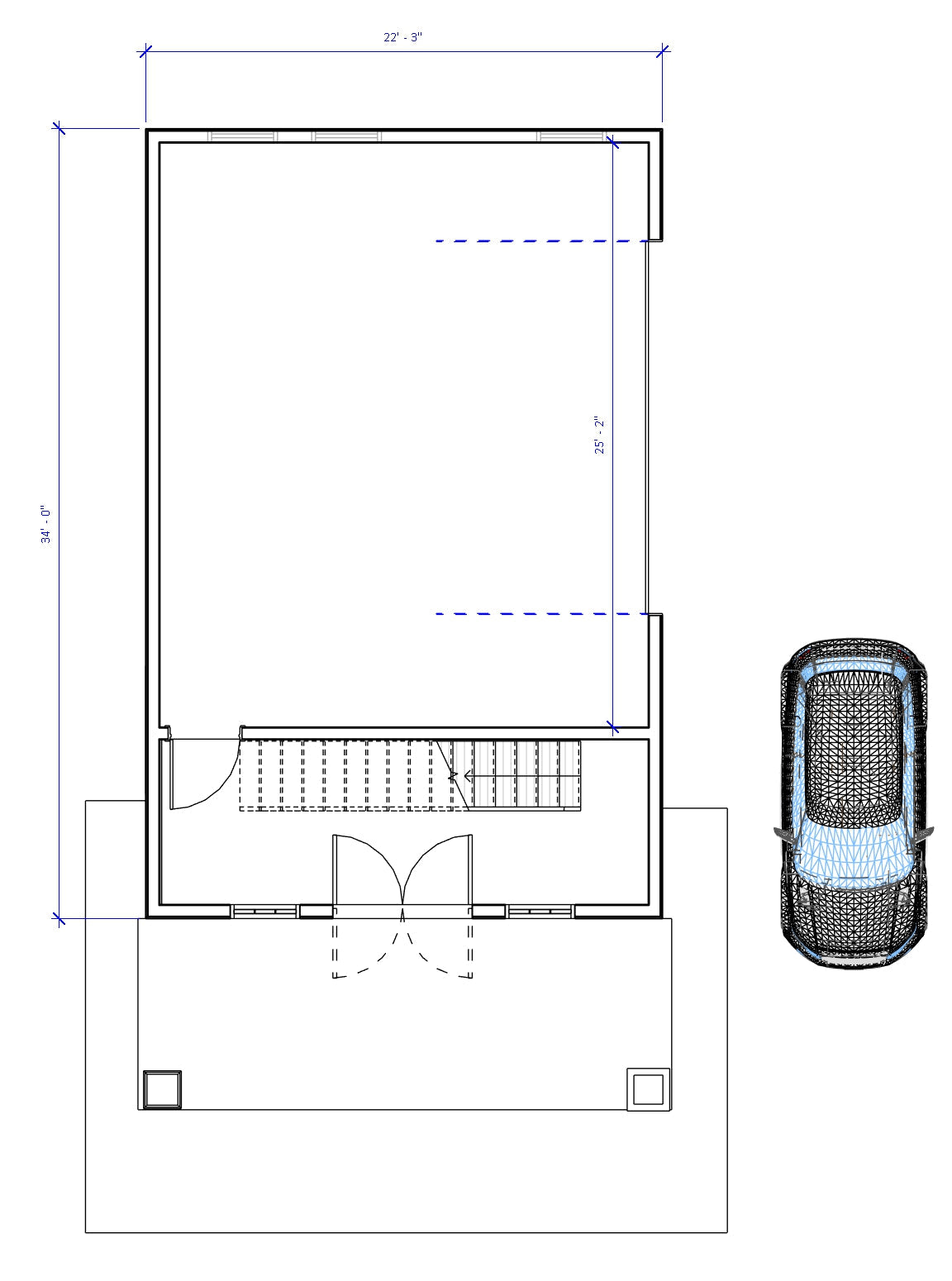 ADU No.34 house plan by Authentic Homes in Utah featuring a two-level layout with 22'9" width, front entry, and garage space for compact construction.