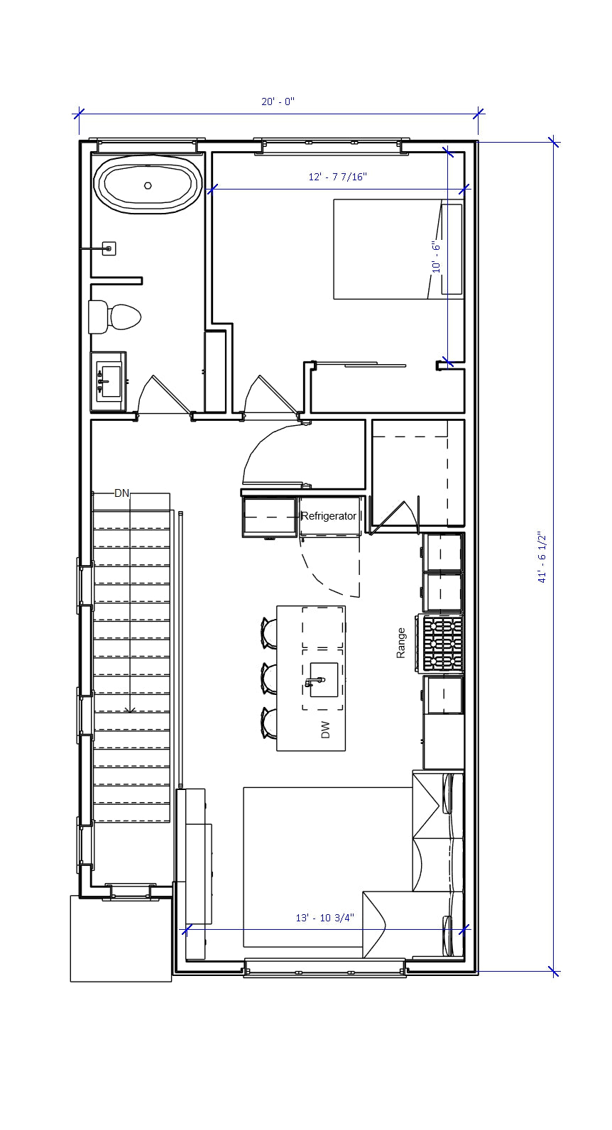 ADU house plan. Designed by Authentic Homes, custom home builder in Utah.