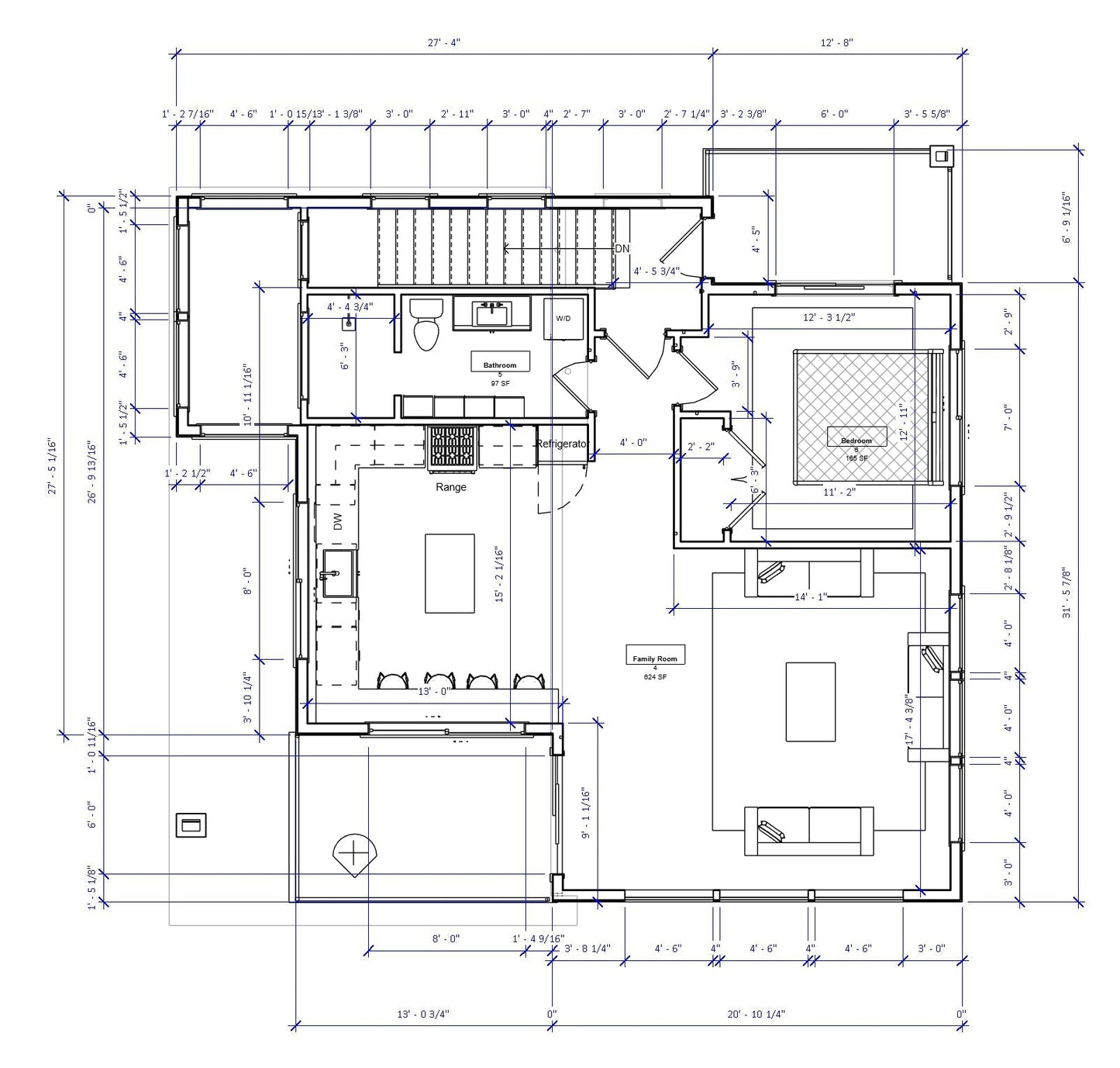 Authentic Homes - Modern ADU house plan with decks and vault featuring open-concept kitchen, vaulted great room, and bedroom suite layout.