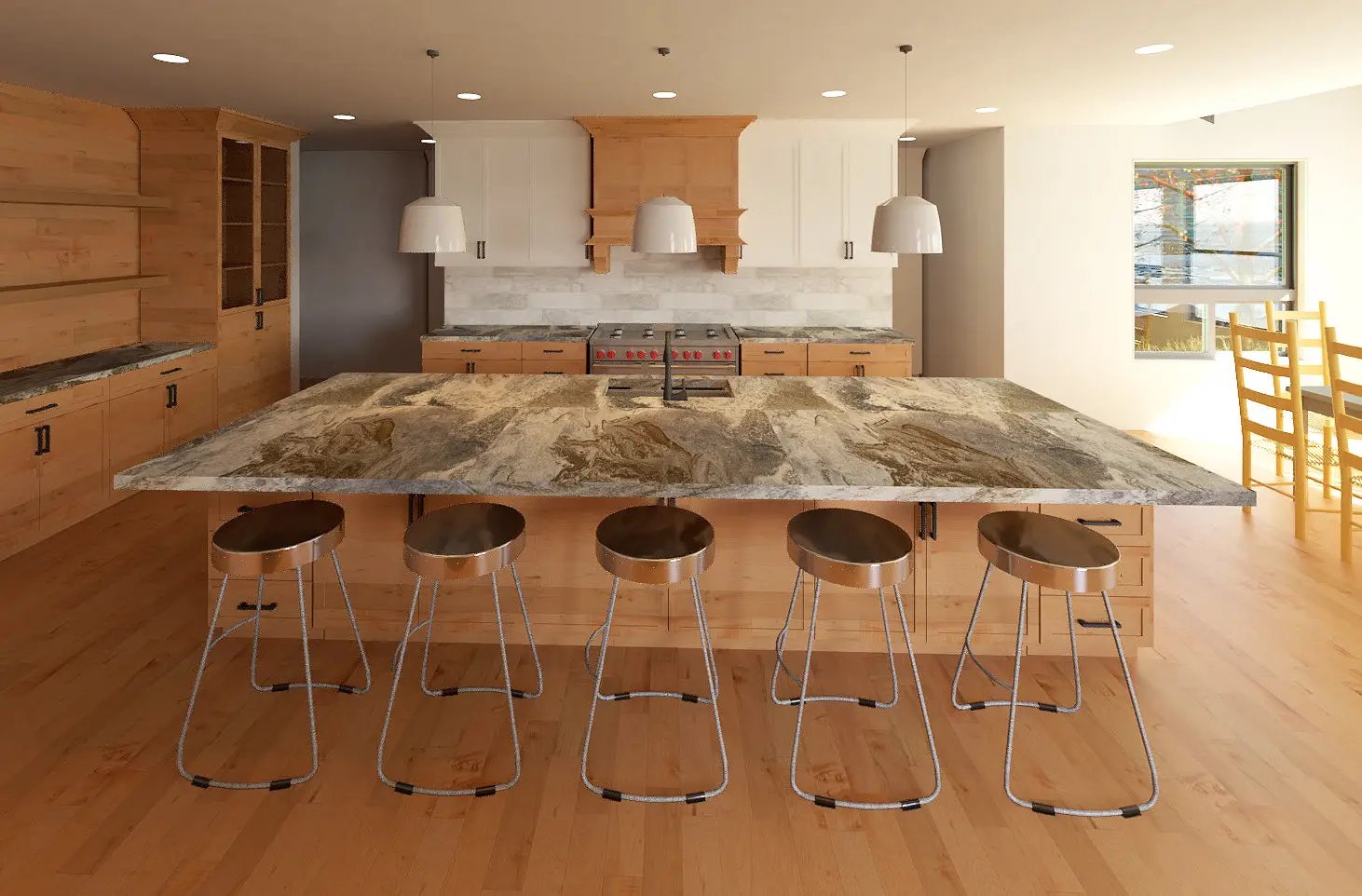 large island in kitchen