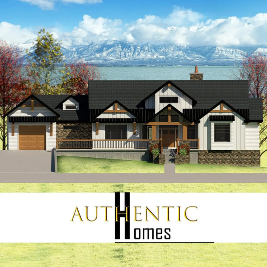 Craftsman house plan with timbers