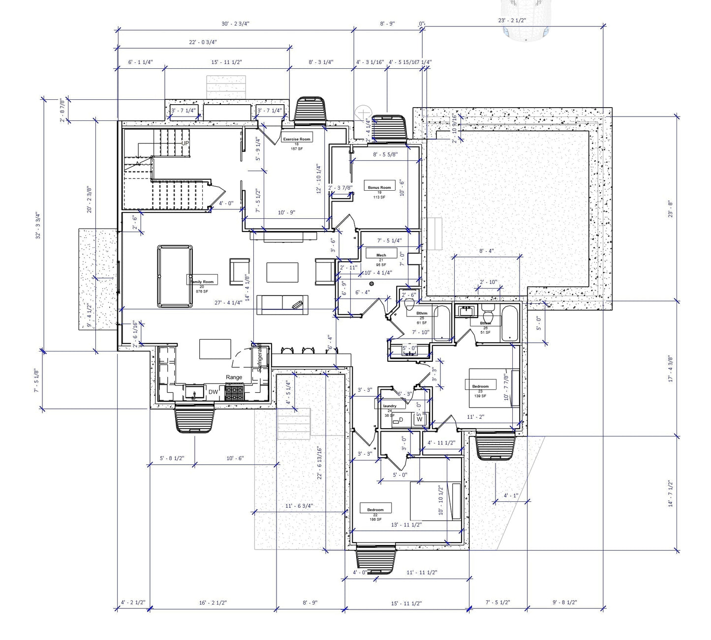 European house plan with stunning family room. Designed by Authentic Homes, custom home builder in Utah. Built in Pleasant Grove, Utah.