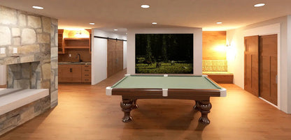 basement entertaining room with pool table