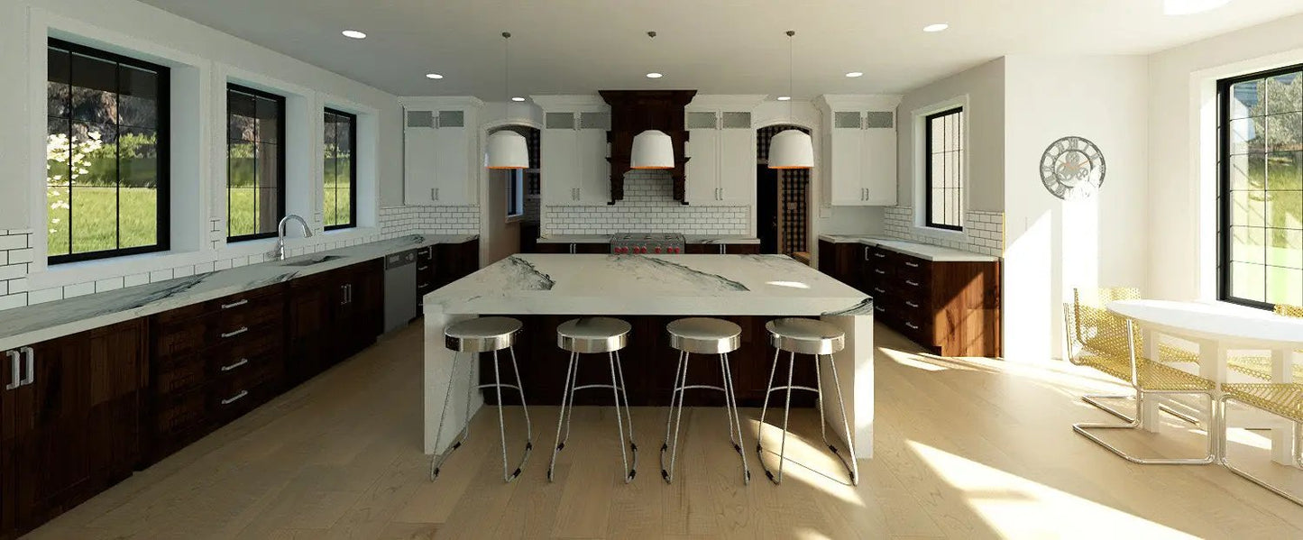 kitchen with three windows