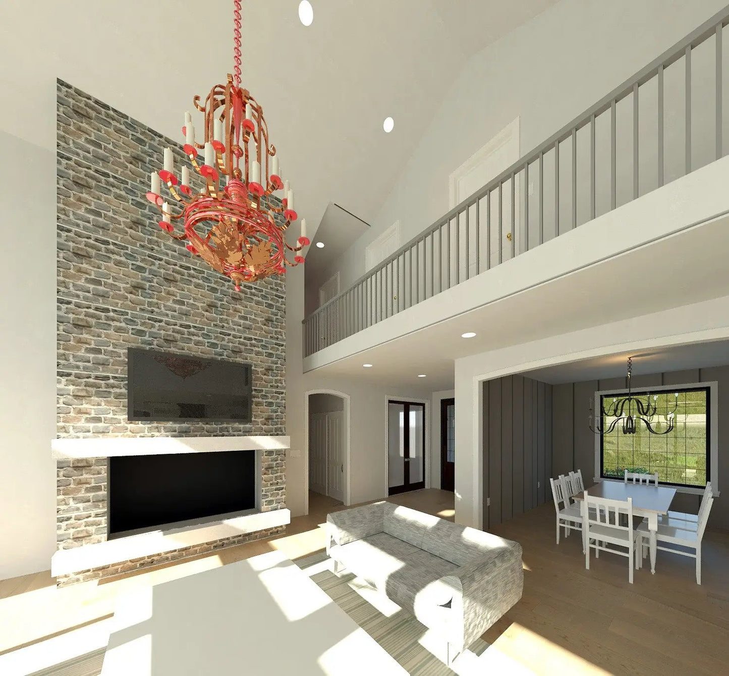 fireplace and loft
