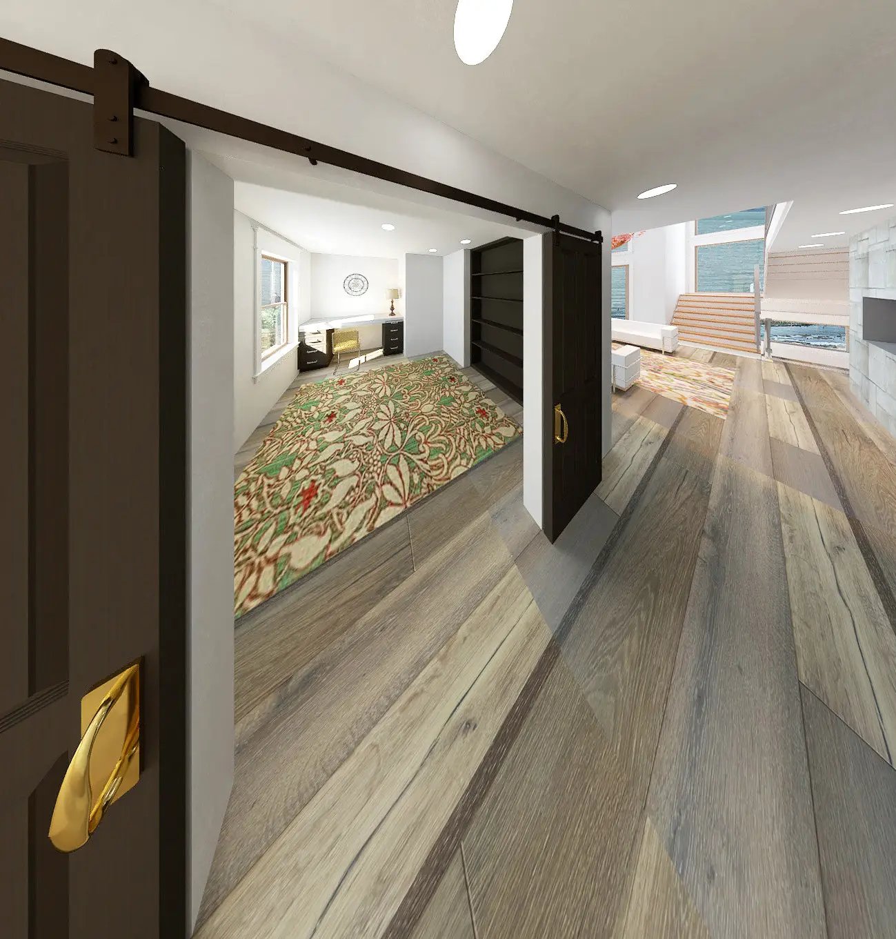 office with double barn doors