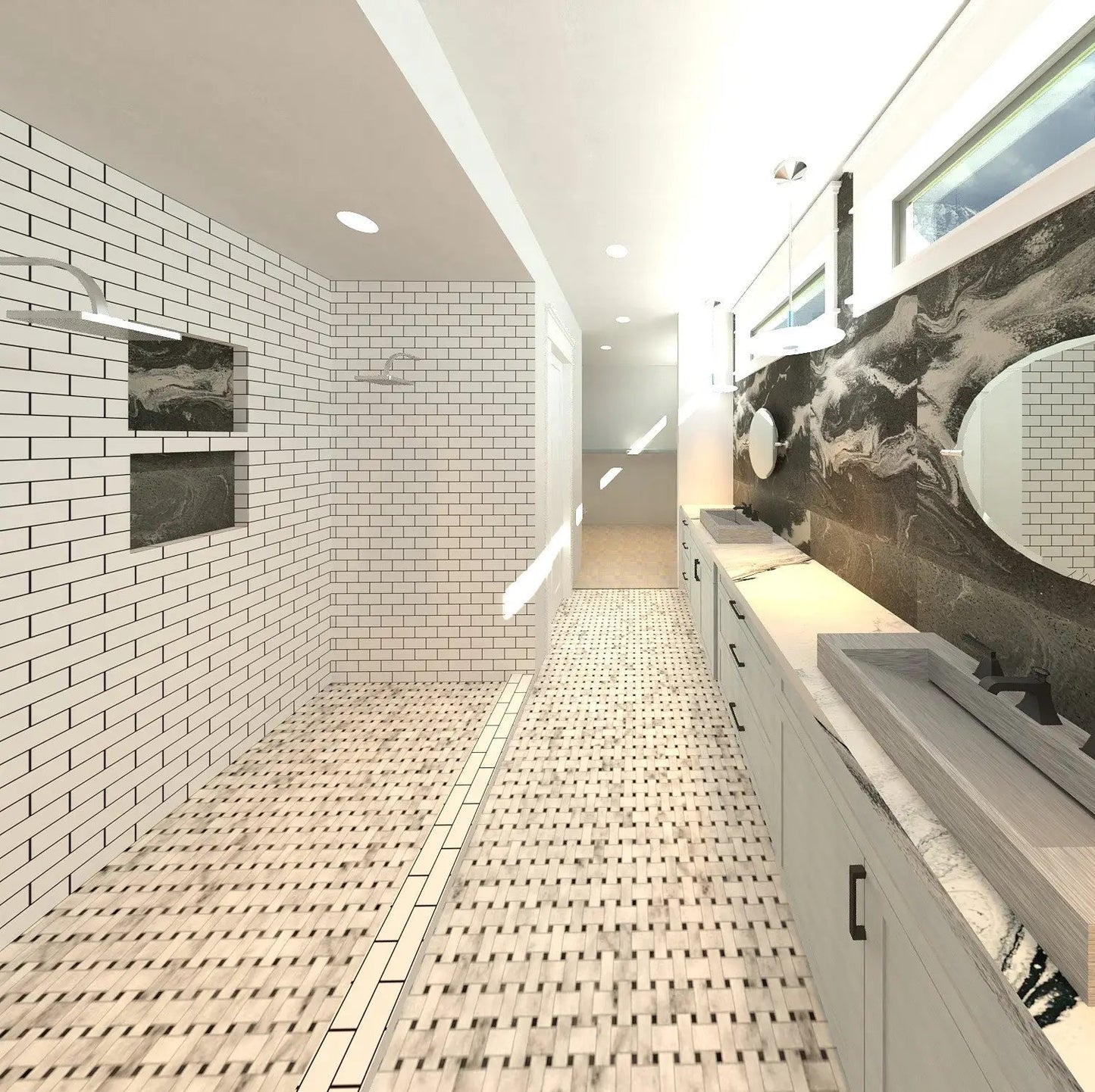 bathroom with large shower