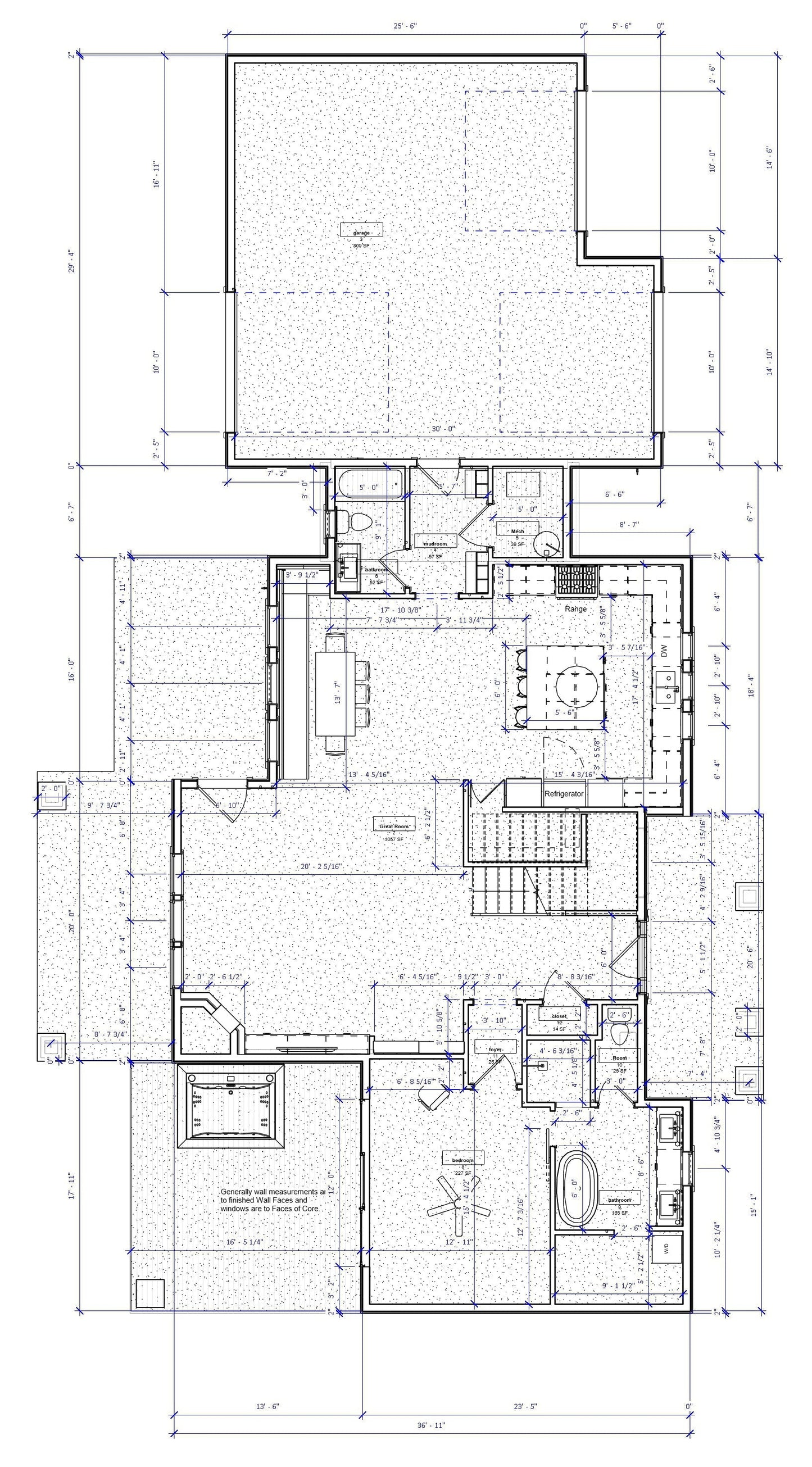 Modern mountain house plan with living room with fireplace. Designed by Authentic Homes, custom home builder in Utah.