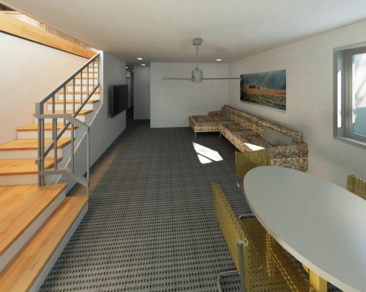 stairs to basement family room