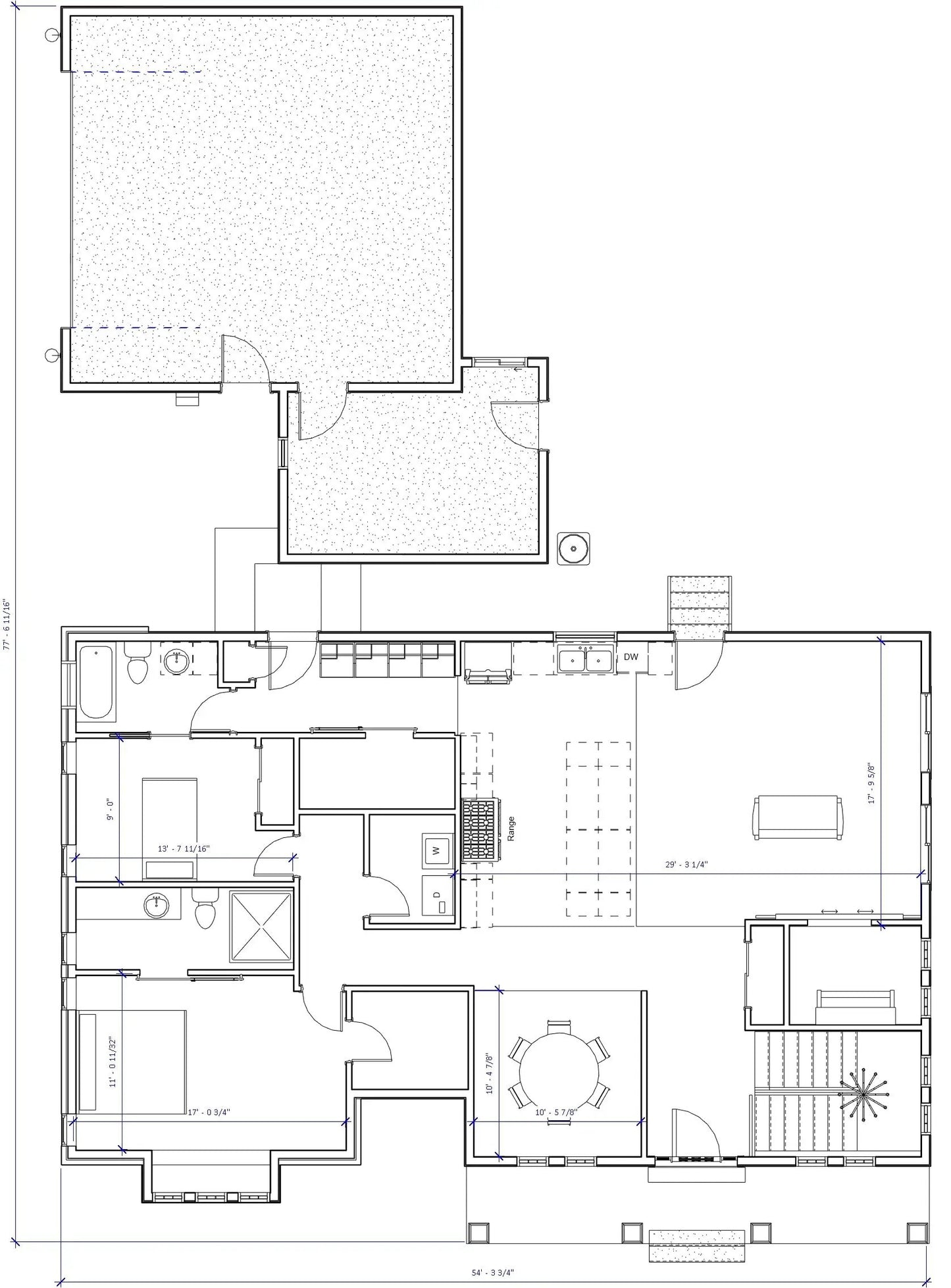 a drawing of a floor plan of a farmhouse