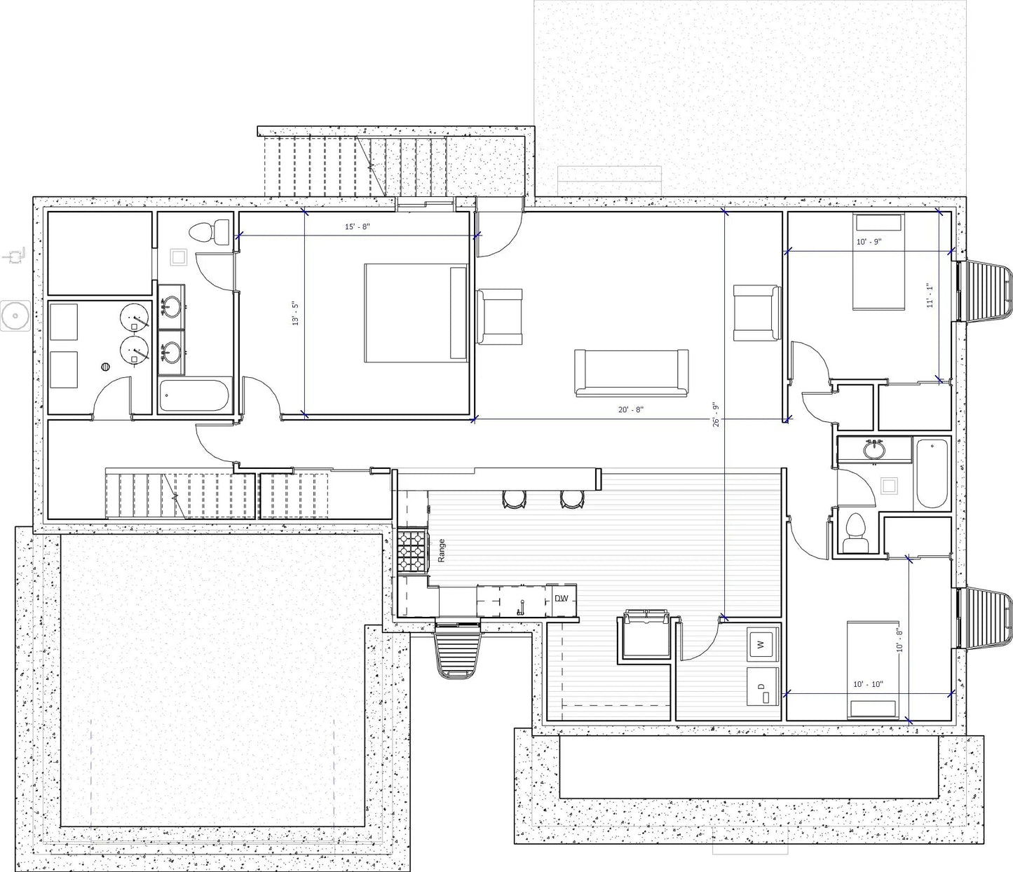 a drawing of a house with a floor plan