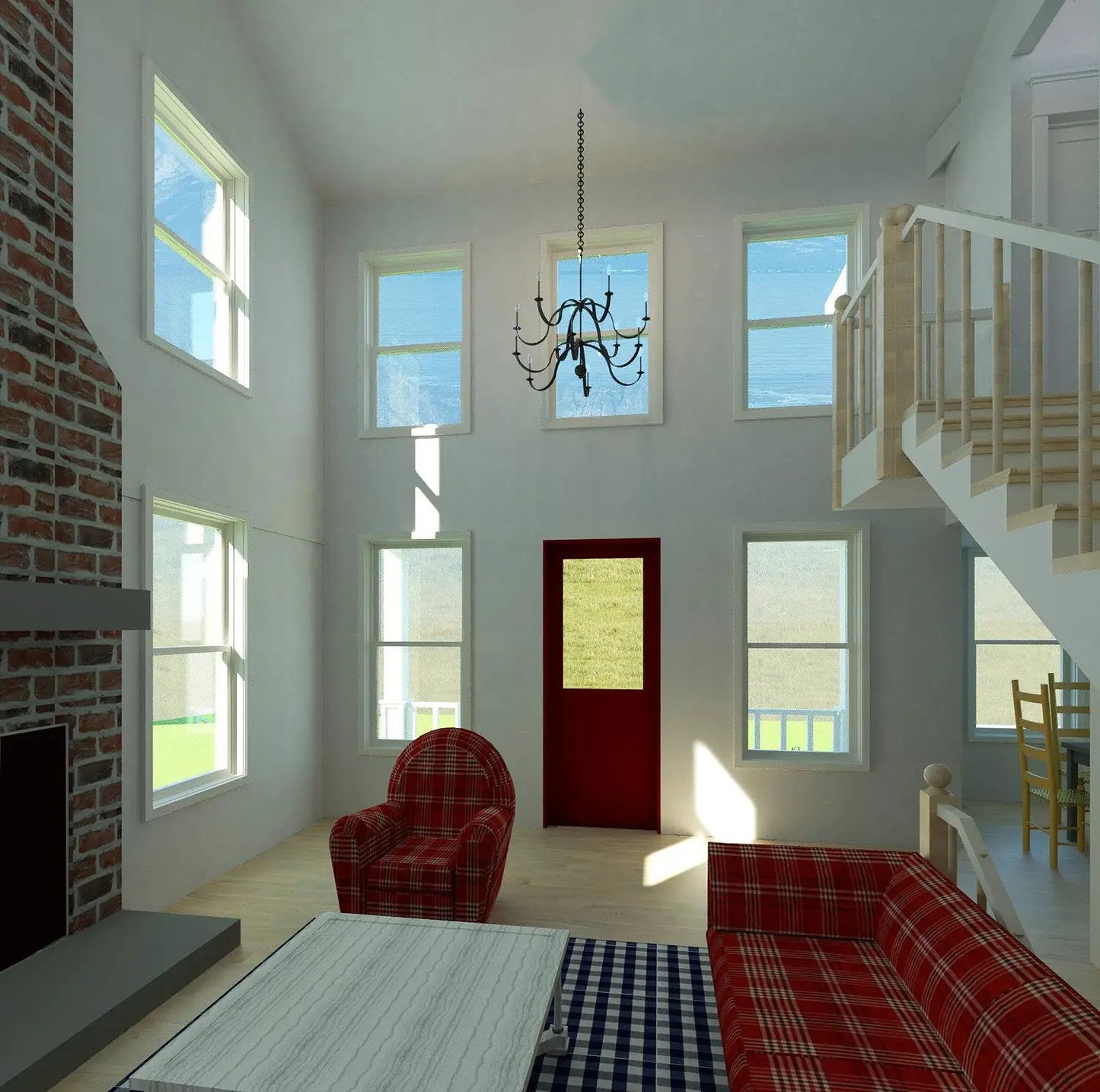 vaulted living room