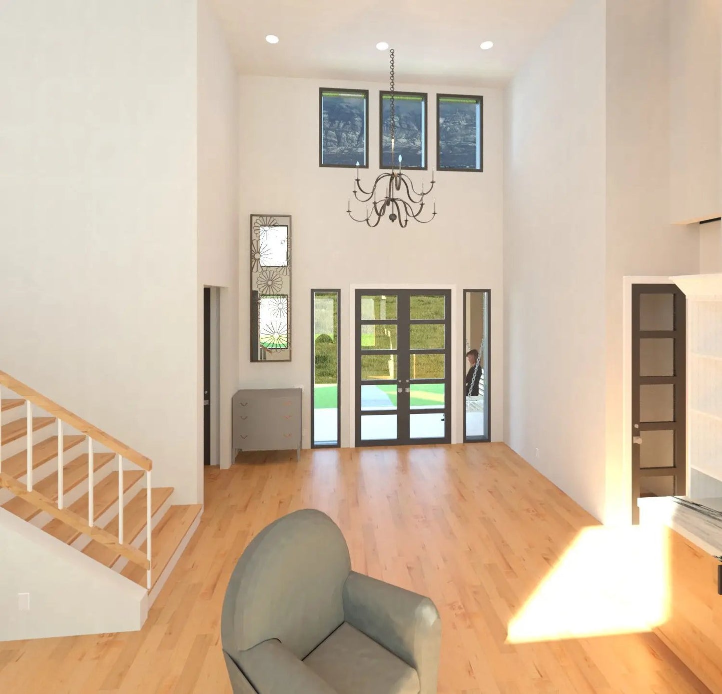 farmhouse floor plan with two story foyer