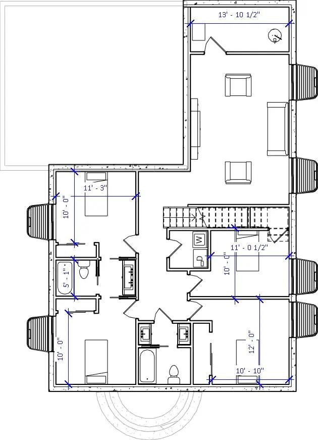 French No.2 house plan by Authentic Homes Utah featuring circular dining room, main floor owner's suite, and large kitchen layout.