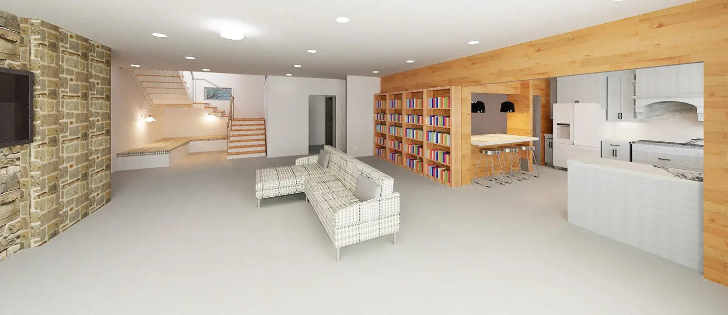 basement family room for entertaining