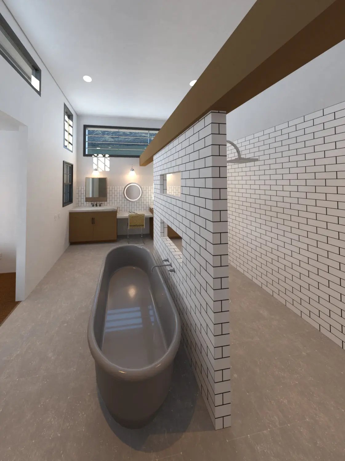 walk in shower and freestanding bath
