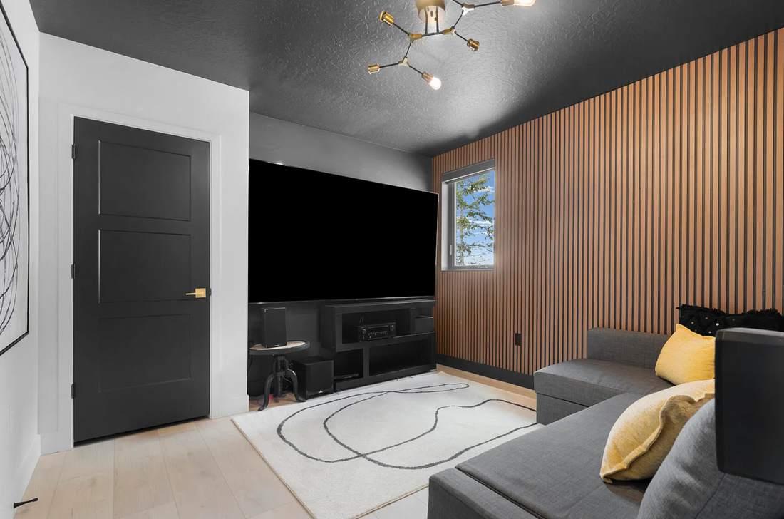 Wooden Slat feature wall in a Park City home designed and built by Authentic Homes