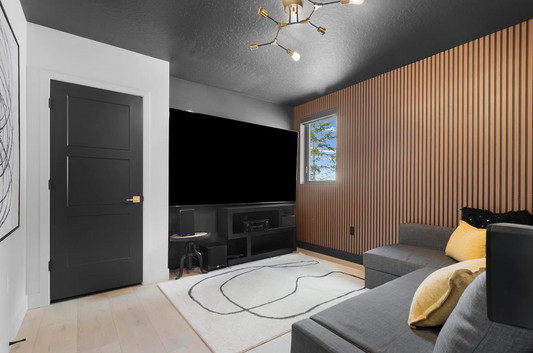 Wooden Slat feature wall in a Park City home designed and built by Authentic Homes