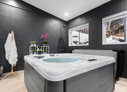 Hot tub room built with OmniBlock by Authentic Homes in Utah