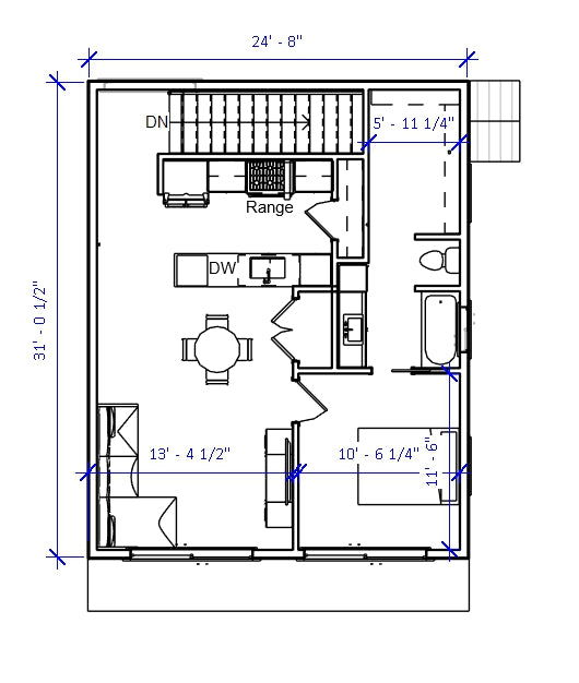 Easy to build ADU house plan with garage. Designed by Authentic Homes, custom home builder in Utah.