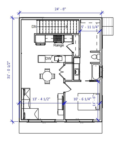 Easy to build ADU house plan with garage. Designed by Authentic Homes, custom home builder in Utah.