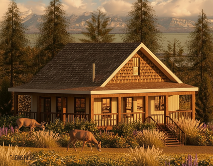 No.16 Mountain cabin house plan Loft