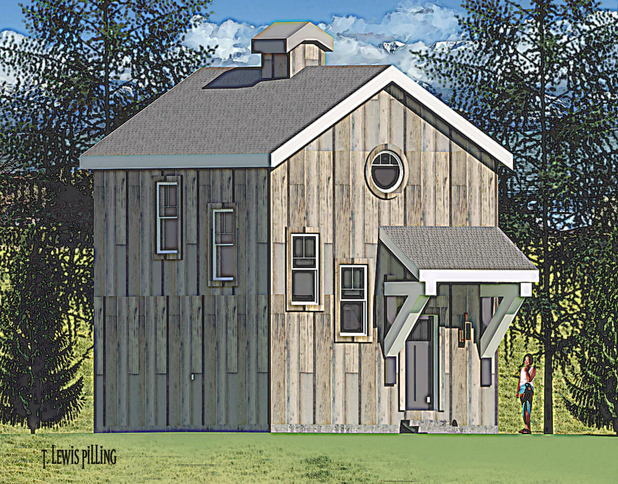 ADU plan exterior designed by Authentic Homes in Utah. Features modern cabin styling with wood siding.