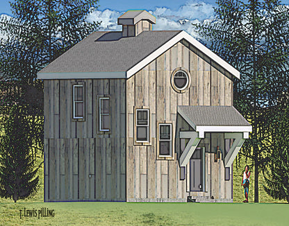 ADU plan exterior designed by Authentic Homes in Utah. Features modern cabin styling with wood siding.