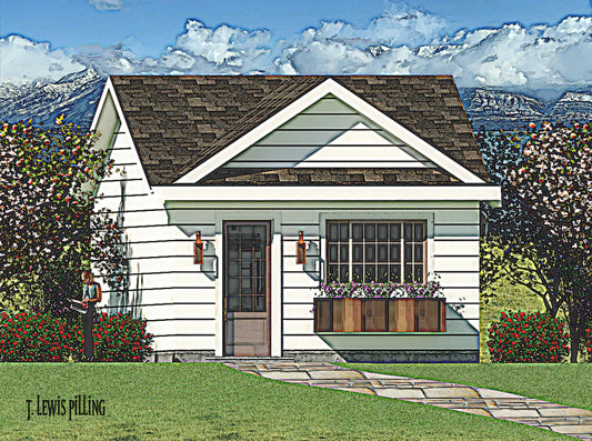 House plan exterior designed by Authentic Homes in Utah. Features cottage styling with siding. Window box.