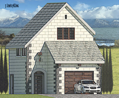 House plan exterior designed by Authentic Homes in Utah. Features european styling with Omniblock.