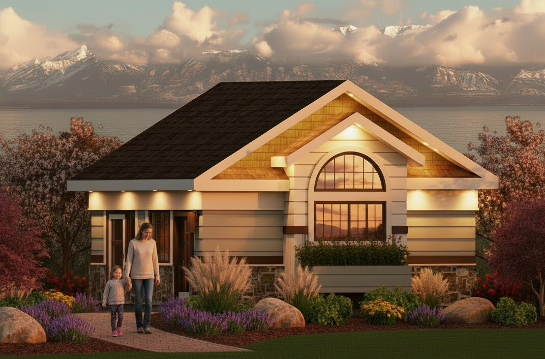 No.8 Craftsman ADU house plan Dining Nook