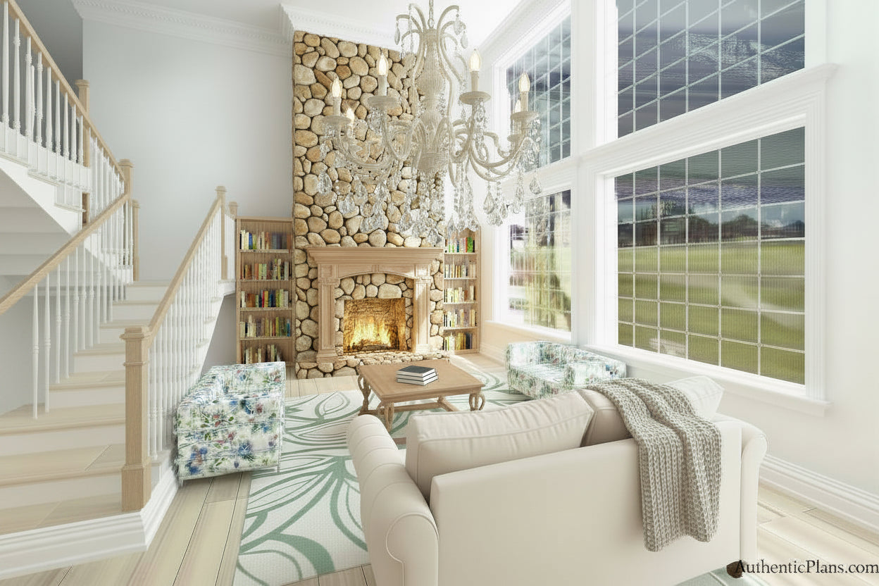 No.6 Cape Cod house plan Large Family Room