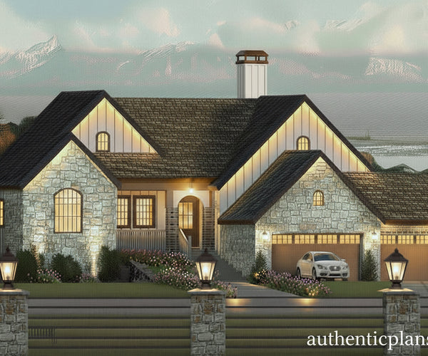 Ston Rvt Authentic Homes - Cottage house plan with stone, brick and siding