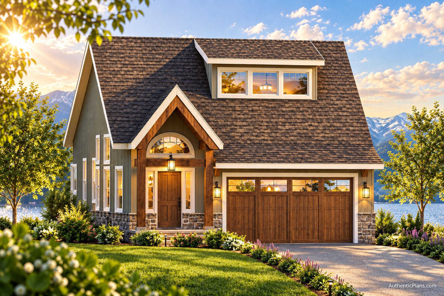 Authentic Homes building - Cottage house plan with dormer and vaults
