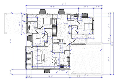 No.16 Modern Cottage house plan Basement ADU