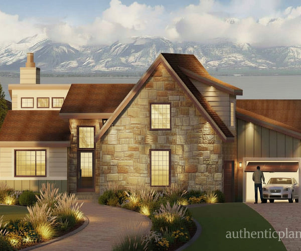 Ston Rvt Utah House Plans -Craftsman house plan with stone exterior & fireplace ...