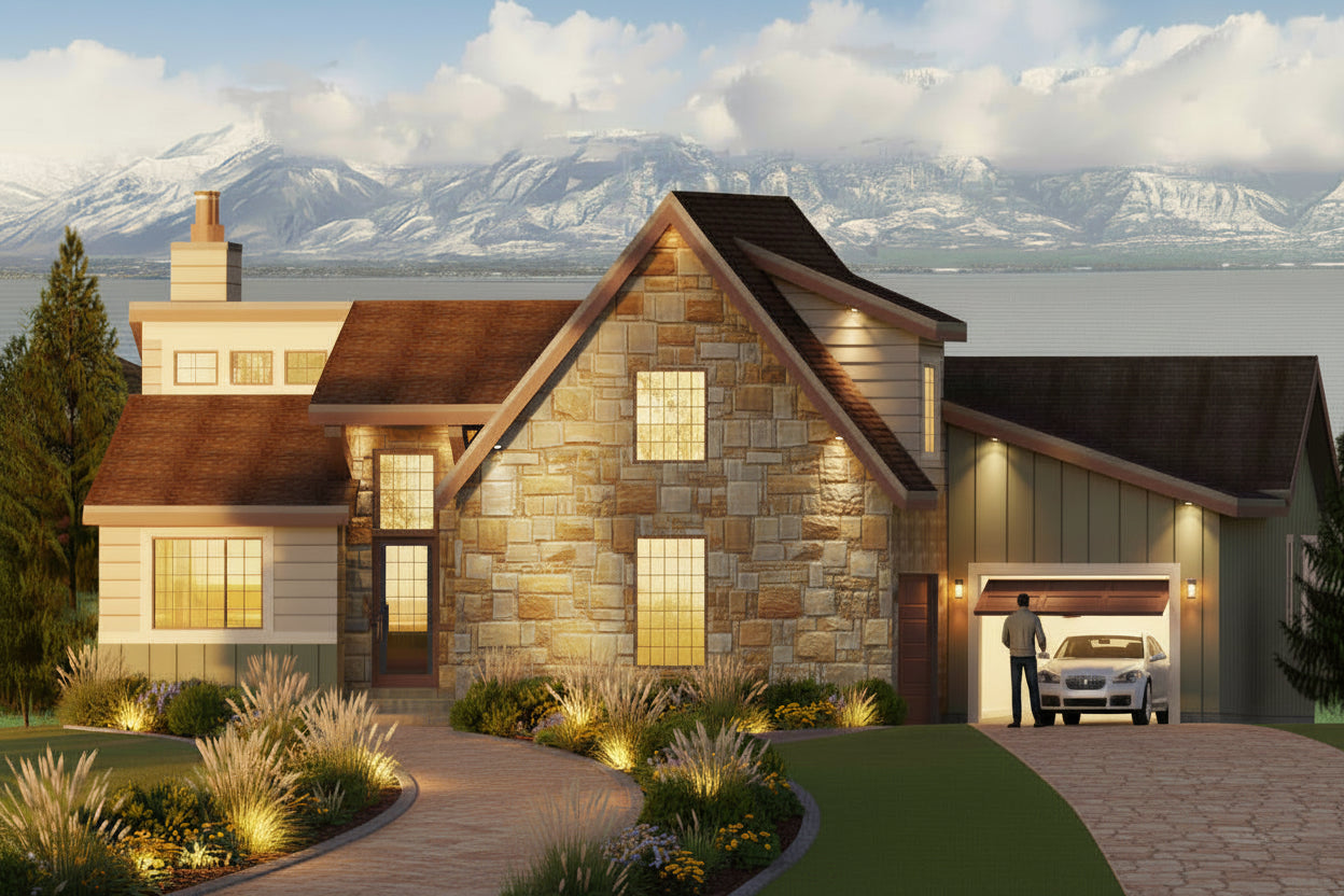 Craftsman style house plan designed by Authentic Homes, custom home builder in Utah.