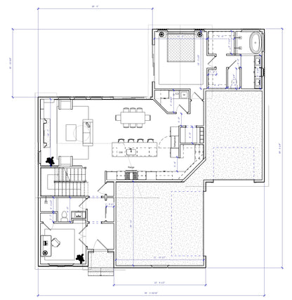 No.11 Craftsman house plan fireplace & stair feature