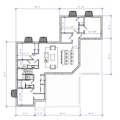 No.11 Craftsman house plan fireplace & stair feature