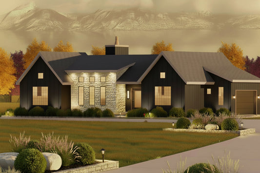 No.20 Modern European house plan Brick Wall Feature