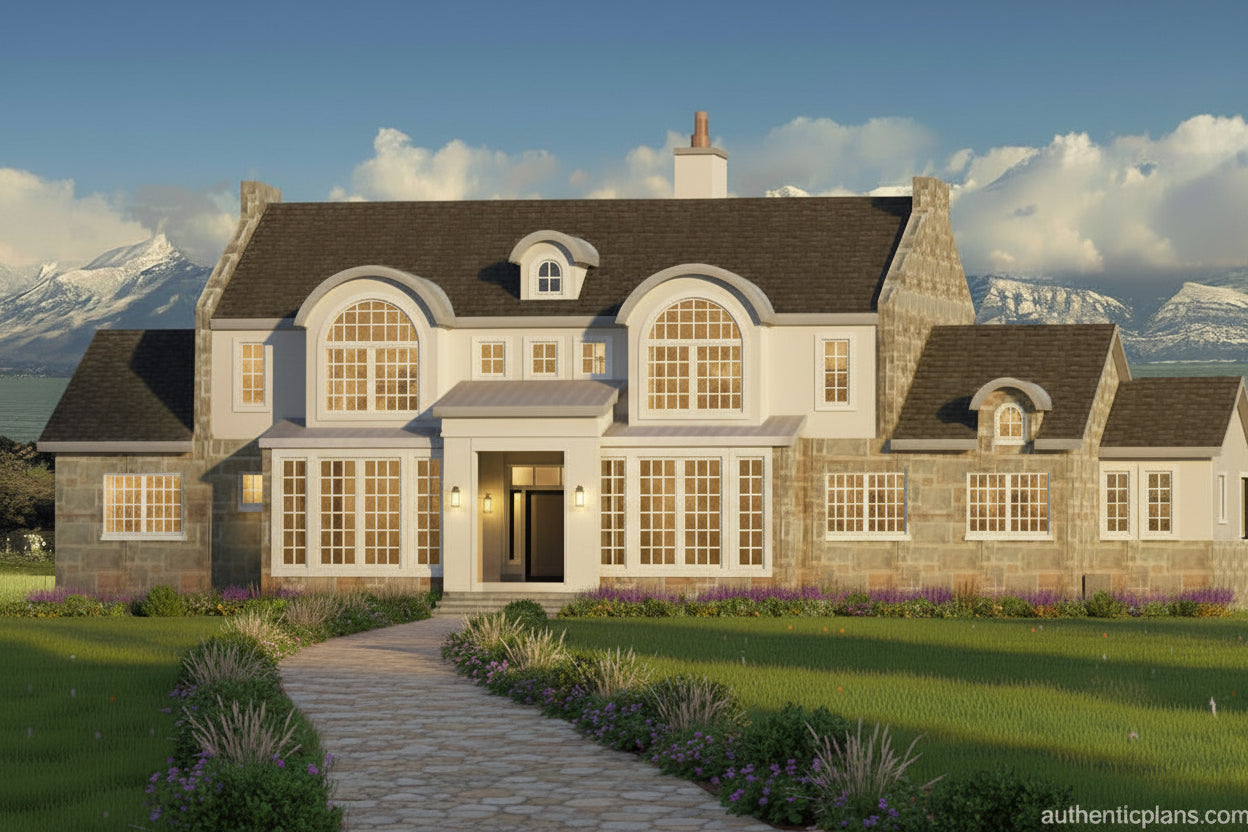 No.7 French house plan Paneled Library