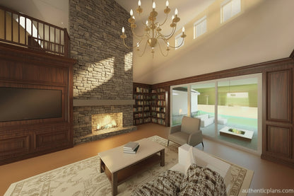 No.7 French house plan Paneled Library
