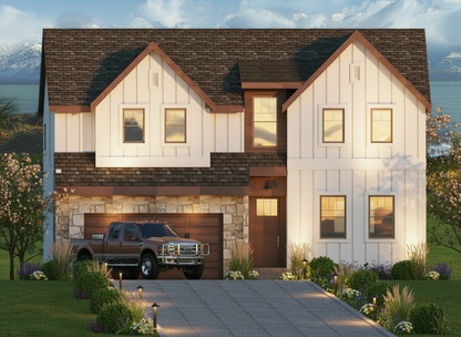 No.20 Farmhouse plan Great Room Fireplace