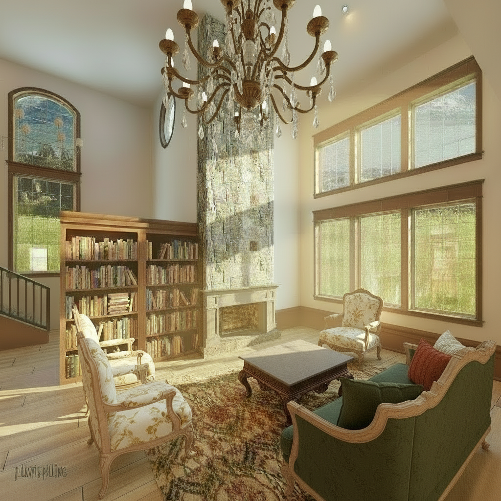 No.6 French house plan Vaulted Entry