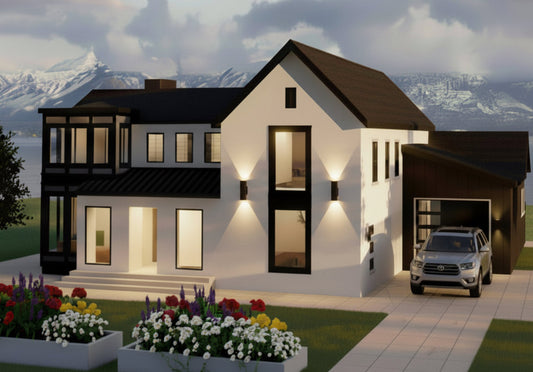 No.22 Modern house plan Corner Window Feature