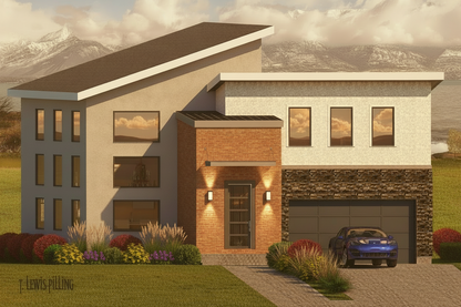 No.3 Modern house plan Vaulted Great Room