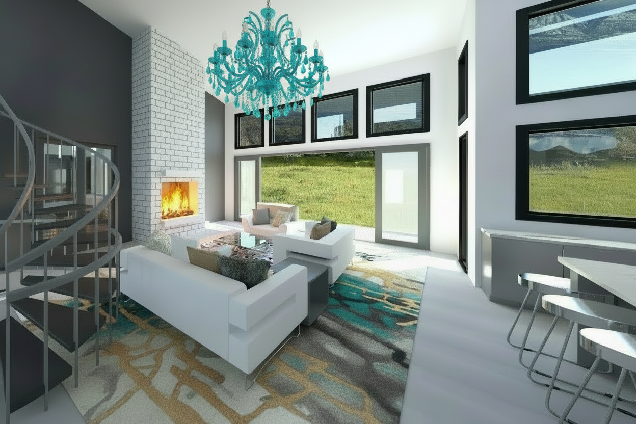 No.7 Modern house plan Circular Staircase