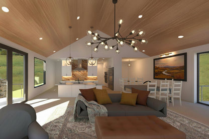 No.15 Mountain cabin plan Large Covered Deck