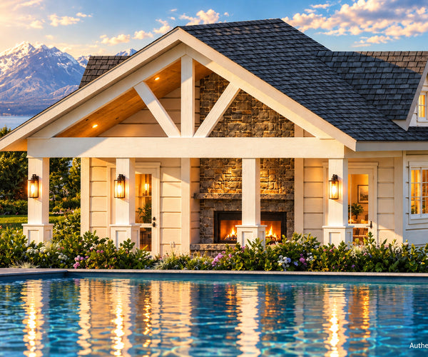 Authentic Homes - Pool pavilion house plan with ample storage